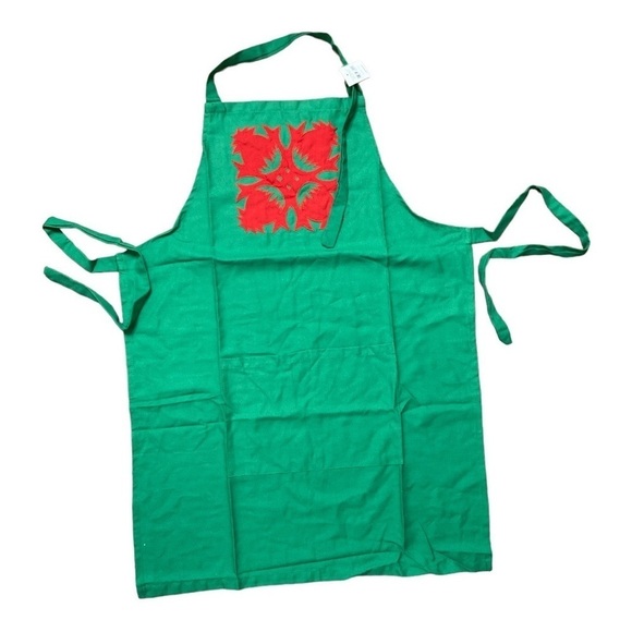 The Pineapple Patch Christmas Embroidered Full Length Apron with Pockets NEW